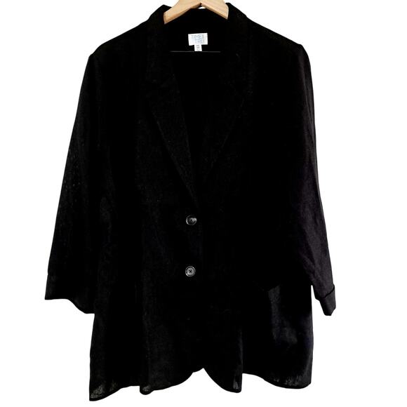Time and Tru Linen Blend Button Front Blazer with Patch Pockets - Picture 4 of 9